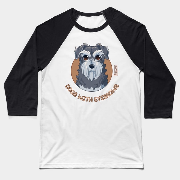 Dogs with Eyebrows - Schnauzer Baseball T-Shirt by Pastelkatto